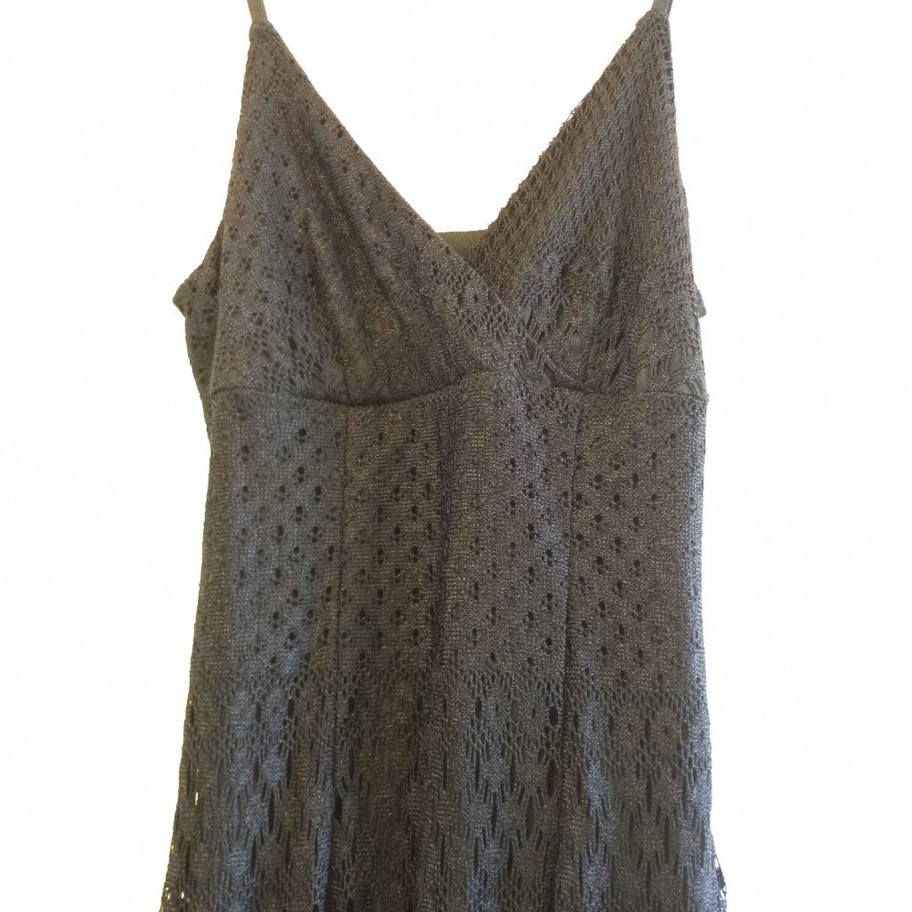 Vintage 90s Black Crochet Pointelle Maxi Slip Dress - Picture 2 of 15